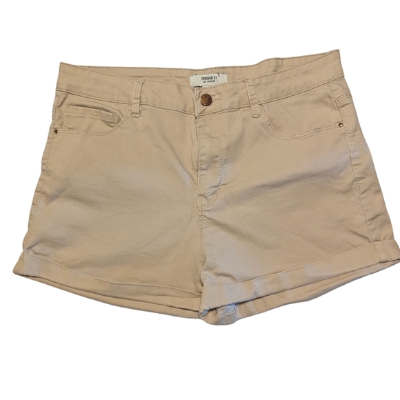 Forever 21 Khaki Shorts Preppy Clean Girl Aesthetic Sz M - Picture 1 of 7